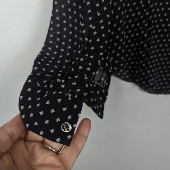 L'Agence Black & Ivory Carte A Jouer Spade Tabitha Ruffle Sheer Blouse - Picture 4 of 7